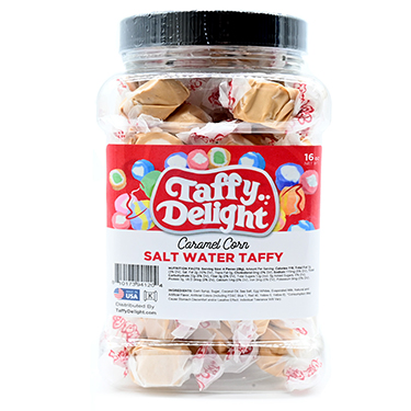 Taffy Delight Caramel Corn Salt Water Taffy 16oz Jar 